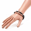 2Pcs 2 Style Synthetic Hematite & Black Stone & Natural Obsidian Stretch Bracelets Set with Cubic Zirconia Skull BJEW-JB08120-04-3