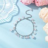 304 Stainless Steel Natural Rose Quartz Chips Charm Bracelets BJEW-JB12376-03-1