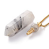 Natural Tourmalinated Quartz/Black Rutilated Quartz Openable Perfume Bottle Pendant Necklaces NJEW-H216-06G-3