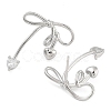 Heart Bowknot Brass Pave Clear Cubic Zirconia Stud Earrings for Women EJEW-S216-02A-P-2