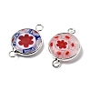 Handmade Millefiori Lampwork Flat Round Connector Charms LAMP-D002-02A-S-2