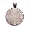 Flat Round Alloy Pendant Cabochon Settings PALLOY-A15654-B-2