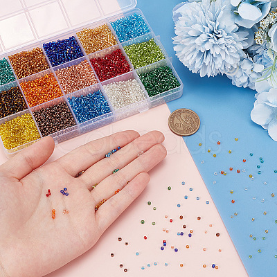 15 Colors Glass Seed Beads SEED-HY0001-15A-1