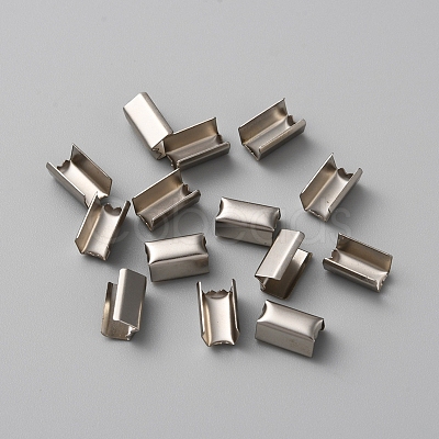 100Pcs Iron Folding Crimp Ends IFIN-WH0086-03A-P-1
