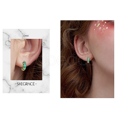 Enamel Striped Thick Hoop Earrings JE1110C-1