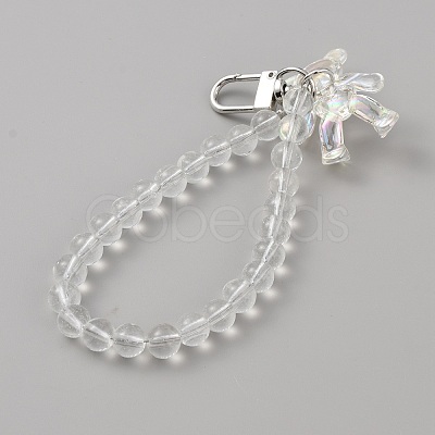 Acrylic Bear Hanging Beaded Keychain Wrist Bracelet Pendant Decoration HJEW-WH0068-15A-1