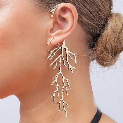 Coral Shape Alloy Dangle Stud Earrings FS-WG5BDD1-01-1