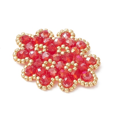 Woven Glass Beaded Connector Charms PALLOY-MZ01201-1