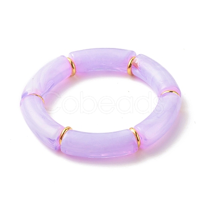 Acrylic Tube Beaded Stretch Bracelets BJEW-JB07774-03-1