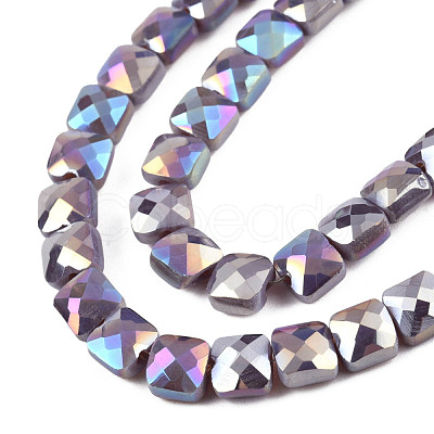 Electroplate Opaque Solid Color Glass Beads Strands EGLA-N002-43-08-1