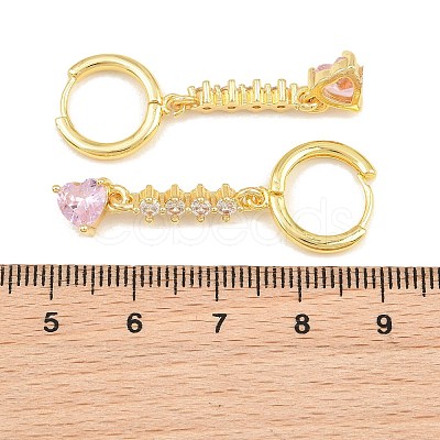 Brass Micro Pave Cubic Zirconia Hoop Dangle Earrings KK-CBA8324-07G-01-1