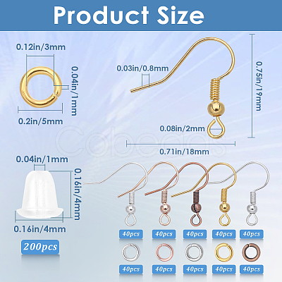 SOFPLATE 200Pcs 5 Color Brass Earring Hooks KK-SP0001-42-1