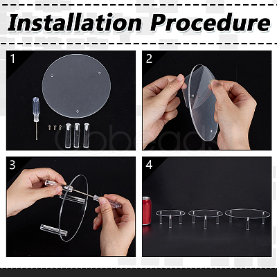 3Pcs 3 Sizes Round Acrylic Display Riser Holder ODIS-WH0030-247-1