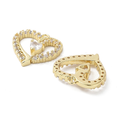 Rack Plating Heart Brass Micro Pave Cubic Zirconia Pendants LS-KK-E102-04G-1