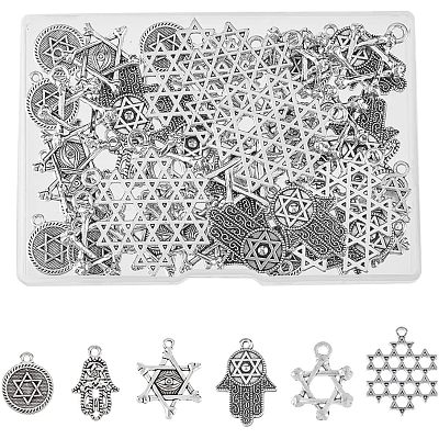 60Pcs 6 Style Tibetan Style Alloy Pendant FIND-FH0005-56-1