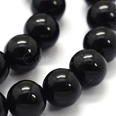 Natural Black Tourmaline Beads Strands G-G763-01-6mm-AB-1