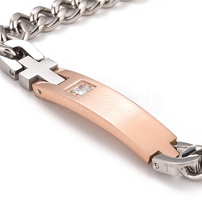 Crystal Rhinestone Rectangle & Cross Link Bracelet STAS-E160-30RGP-01-1