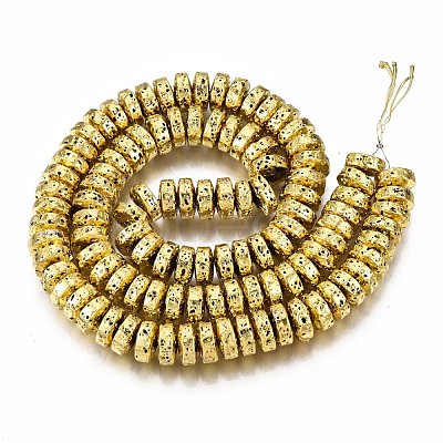 Electroplated Natural Lava Rock Beads Strands G-T114-67G-1