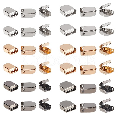 180Pcs 6 Style Zinc Alloy Ribbon Crimp Ends FIND-CA0004-51-1