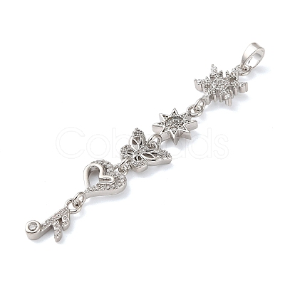 Brass Micro Pave Clear Cubic Zirconia Pendants KK-D101-01C-P-1