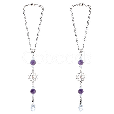 2Pcs Alloy Flower Pendant Decorations HJEW-ME0001-07A-1
