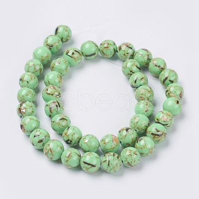 Sea Shell and Synthetic Turquoise Assembled Beads Strands G-G758-02-6mm-1