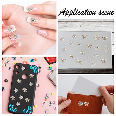 40Pcs 2 Colors Star Alloy Rhinestone Cabochons MRMJ-HY0001-27-1