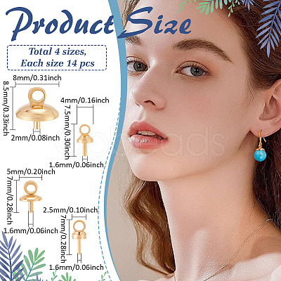 56Pcs 4 Styles Brass Cup Pearl Peg Bails Pin Pendants KK-ME0001-74G-1