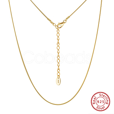 925 Sterling Silver Round Snake Chain Necklaces for Women NJEW-H048-07G-1