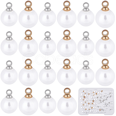 SUNNYCLUE 40Pcs 2 Style ABS Plastic Imitation Pearl Charms KK-SC0002-90-1