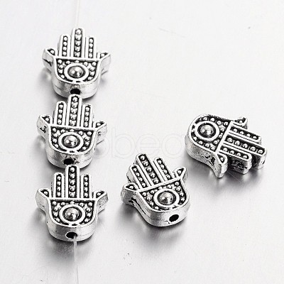 Tibetan Style Alloy Hamsa Hand/Hand of Fatima/Hand of Miriam Beads LS-TIBEB-7722-AS-RS-1