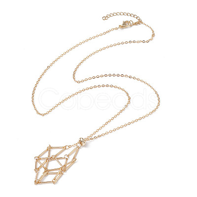 Brass Macrame Pouch Empty Stone Holder for Pendant Necklaces Making NJEW-JN04444-02-1
