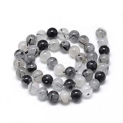 Natural Black Rutilated Quartz Beads Strands G-R446-6mm-26-1