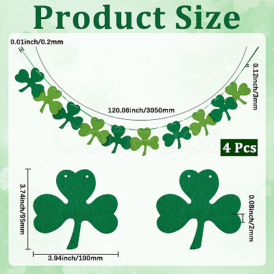 4 Bag Felt Clover Hanging Banner for Saint Patrick's Day Decoration AJEW-CY0002-43-1