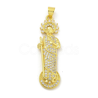 Priest Rack Plating Brass Micro Pave Cubic Zirconia Pendants KK-G513-88G-1