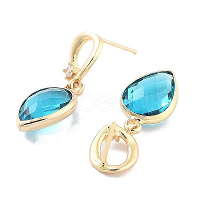 Brass Micro Pave Cubic Zirconia Stud Earrings EJEW-Q800-39KCG-1