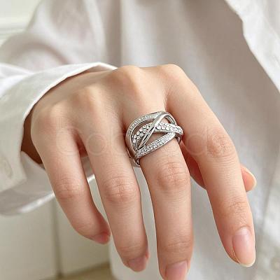 Multi Layered Zinc Alloy Rhinestone Finger Rings for Women IA4421-7-1