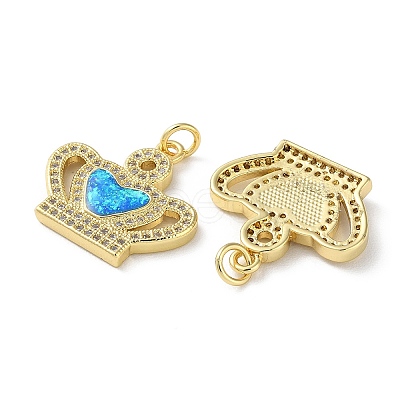 Brass Micro Pave Clear Cubic Zirconia Pendants KK-C045-01A-G-1