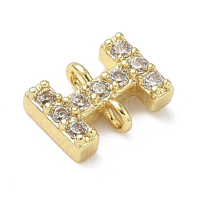 Brass Micro Pave Clear Cubic Zirconia Letter Links Connector Charms KK-I382-07G-I-1