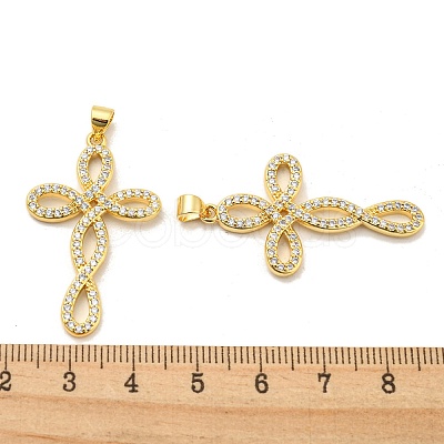 Rack Plating Brass Micro Pave Cubic Zirconia Pendants KK-F869-12G-1