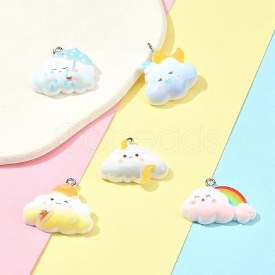 5Pcs 5 Colors Opaque Resin Pendants RESI-FS0001-67B-1