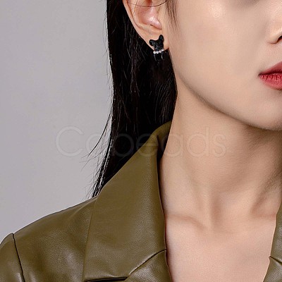 Alloy Cartoon Dog Front Back Stud Earrings JE913A-1