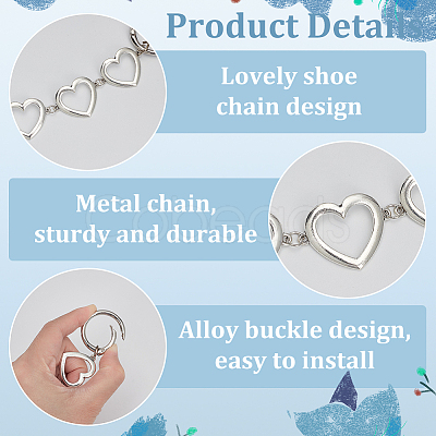 2Pcs Alloy Heart Boot Strap Chains FIND-FG0003-66-1