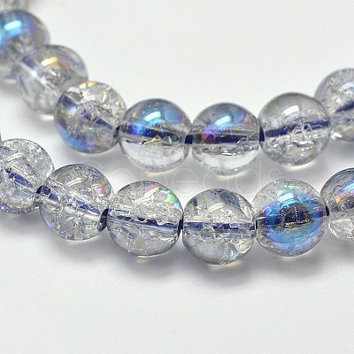 Electroplate Synthetic Crackle Quartz Bead Strands EGLA-J067-8mm-HR01-1