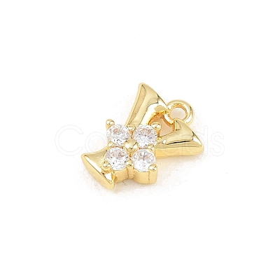 Brass Micro Pave Clear Cubic Zirconia Charms KK-Z151-18G-Y-1
