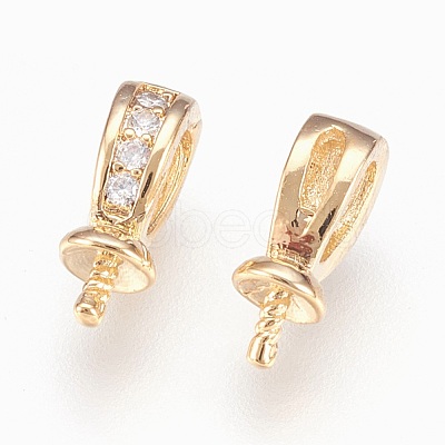 Brass Cup Pearl Peg Bails Pin Pendants KK-P150-17G-1