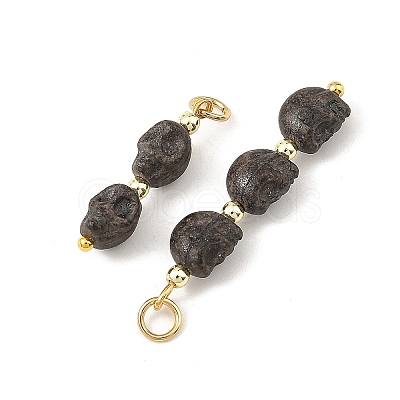 Halloween Handmade Porcelain & Electroplate Non-magnetic Synthetic Hematite Pendants PALLOY-JF06071-1