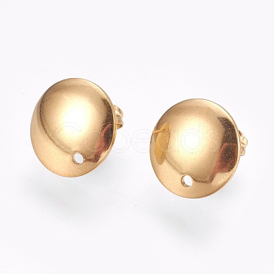 Ion Plating(IP) 304 Stainless Steel Stud Earring Findings STAS-G178-03G-13mm-1