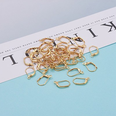 Brass Leverback Earring Findings KK-F824-007G-1