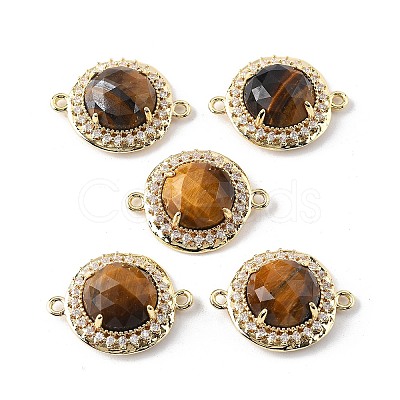 Natural Tiger Eye Faceted Connector Charms G-H323-03G-09-1